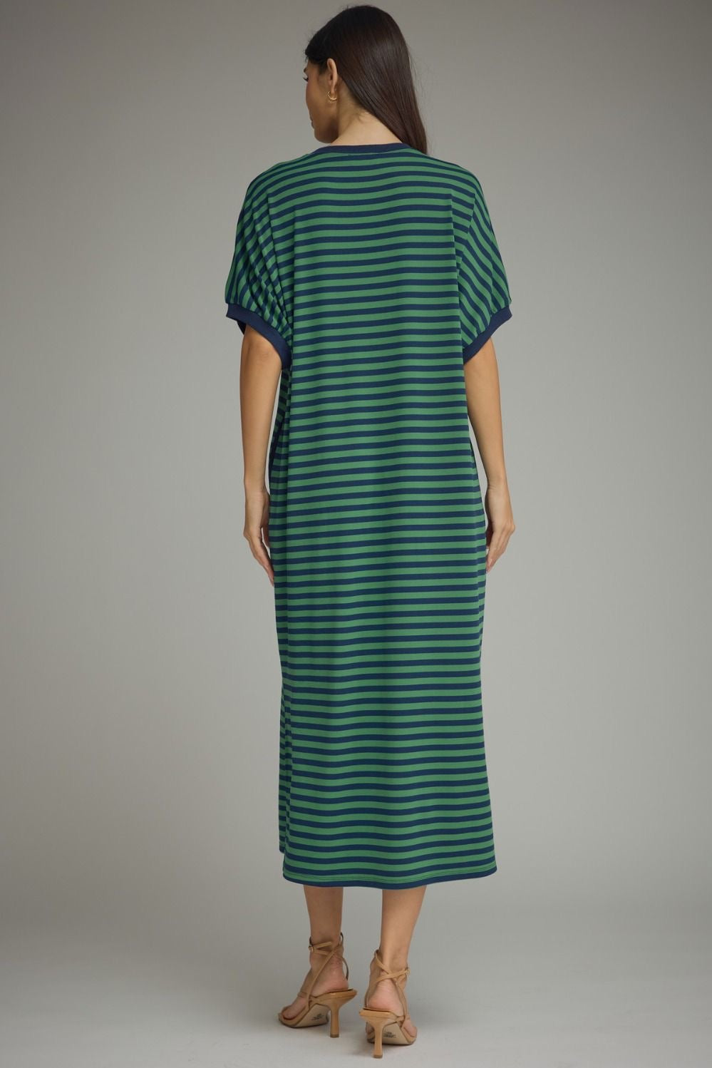 Navy/Green Striped Athleisure Dress