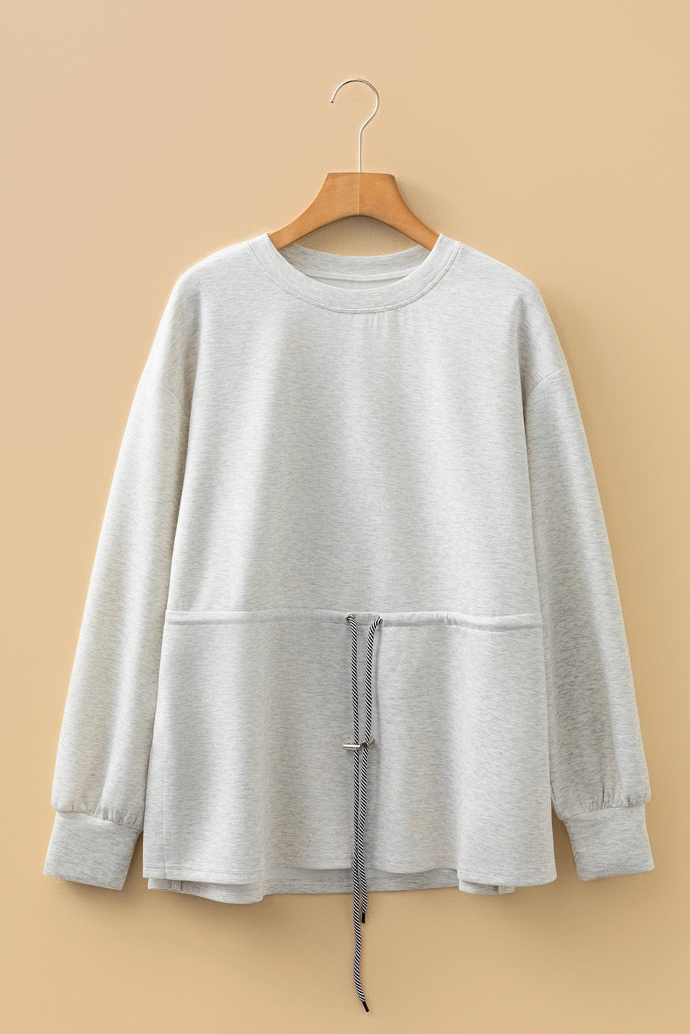 Grey Hi-Lo Cotton Shirt with drawstring Belt