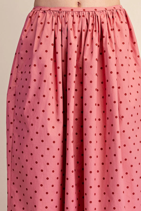 Polka Dot A-Line Skirt in Mauve
