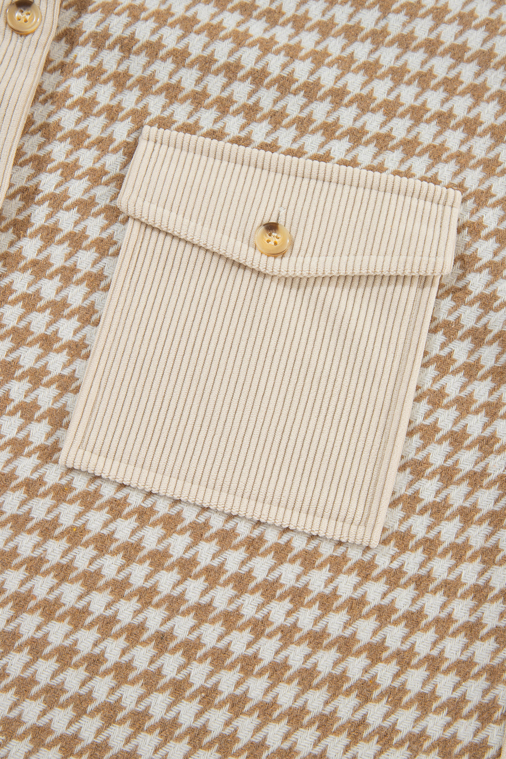 Houndstooth Corduroy Patchwork Shacket