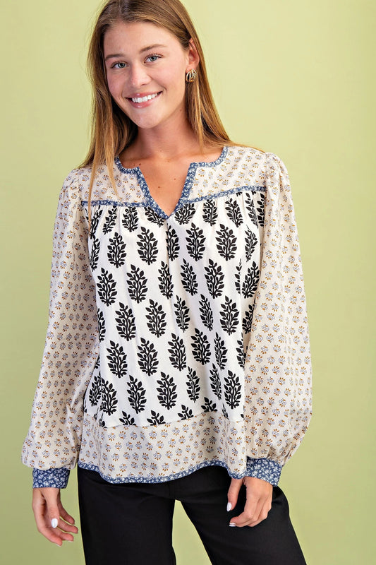 Autumn Mixed Print Blouse