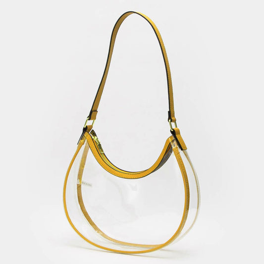Transparent Shoulder Hobo Bag - Mustard