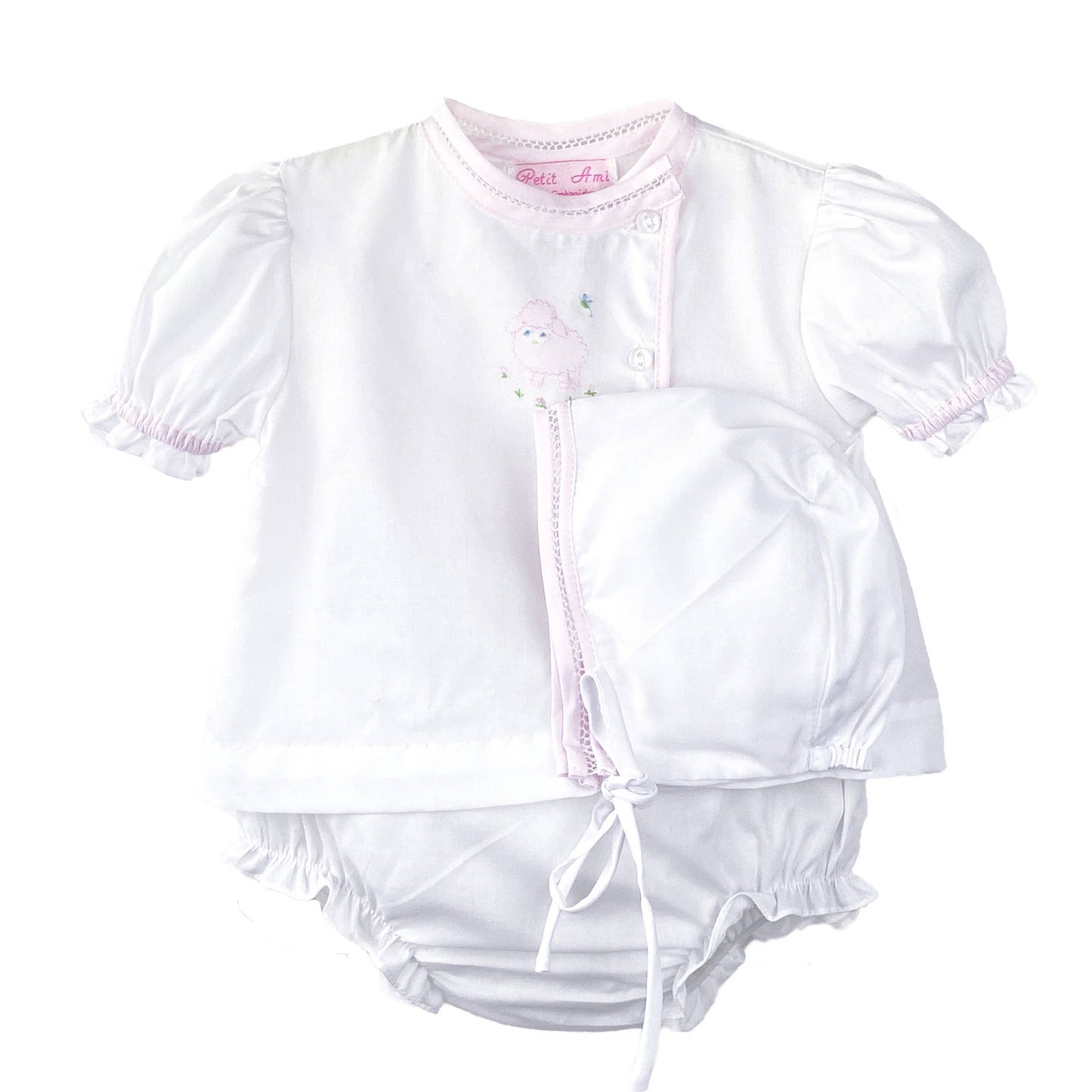 Shadow Stitch Lamb Diaper Set: 6 Month