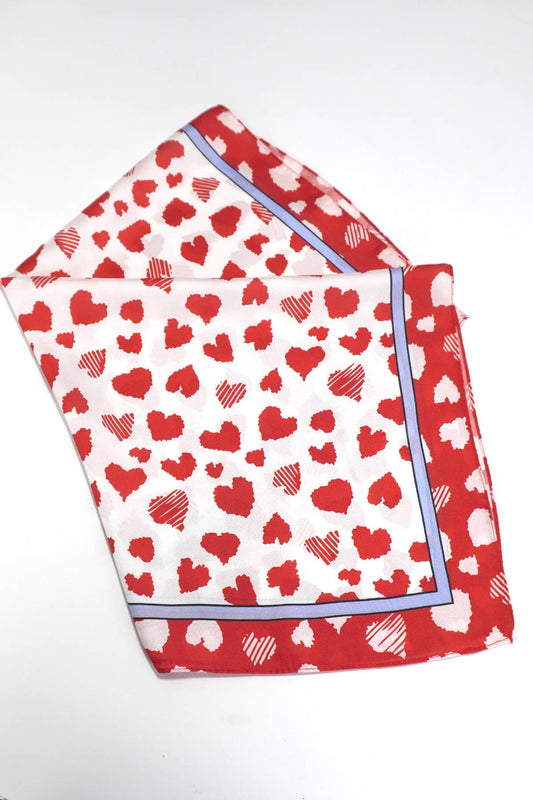 VALENTINE RED HEART SILKY FEEL BANDANA SCARF