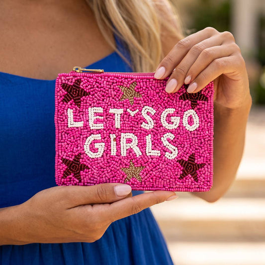 Lets Go Girls Star Beaded Coin Pouch: FUCHSIA