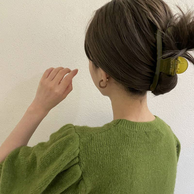 Lily Clothing - CLIP MINIMALIST LINE TRANSPARENT LARGE HAIR GRIP: DARKGREEN / (OS) 1