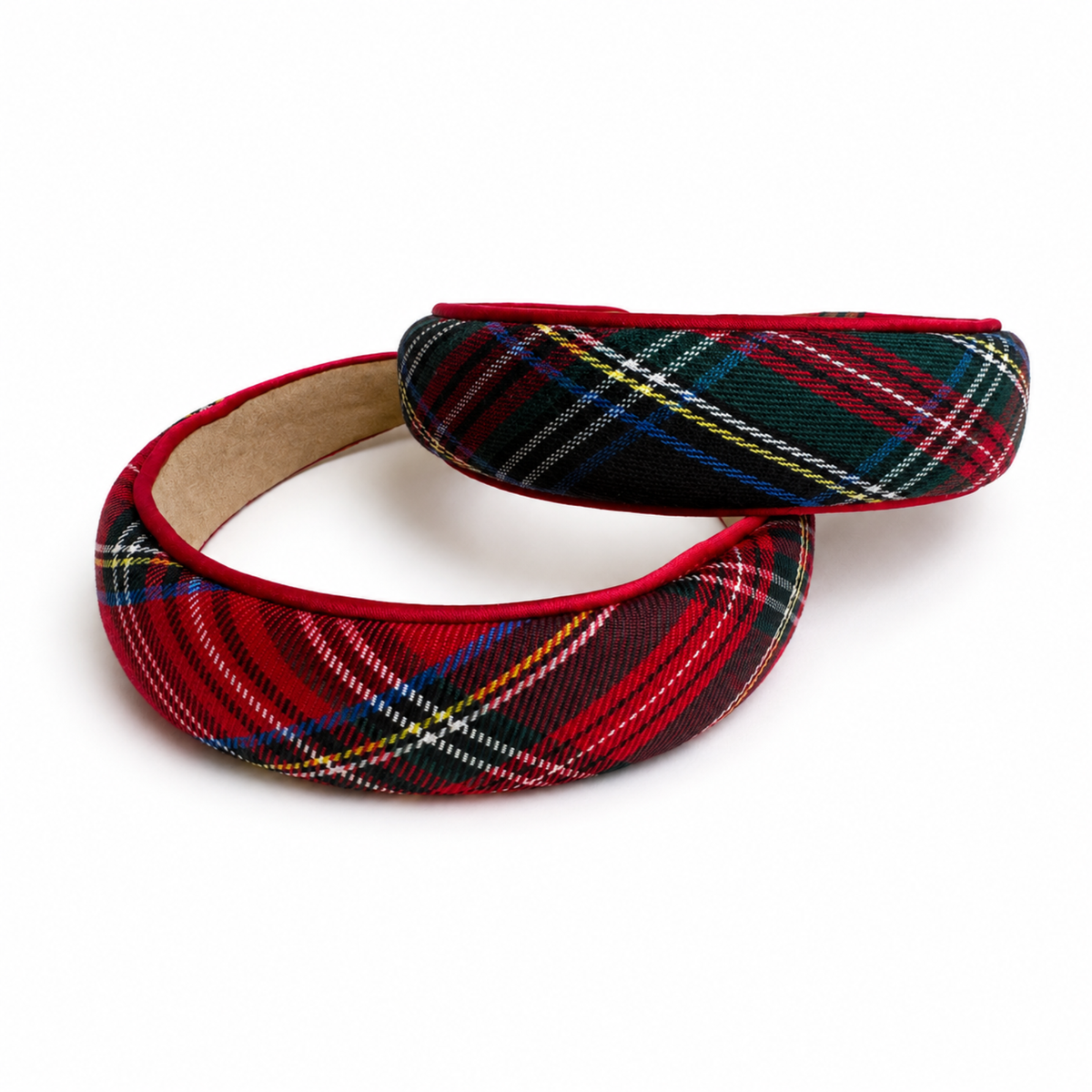 Ellison+Young - Ellison+Young Holiday Satin Plaid Piped Headband, Limited Edition: Heritage Black Tartan