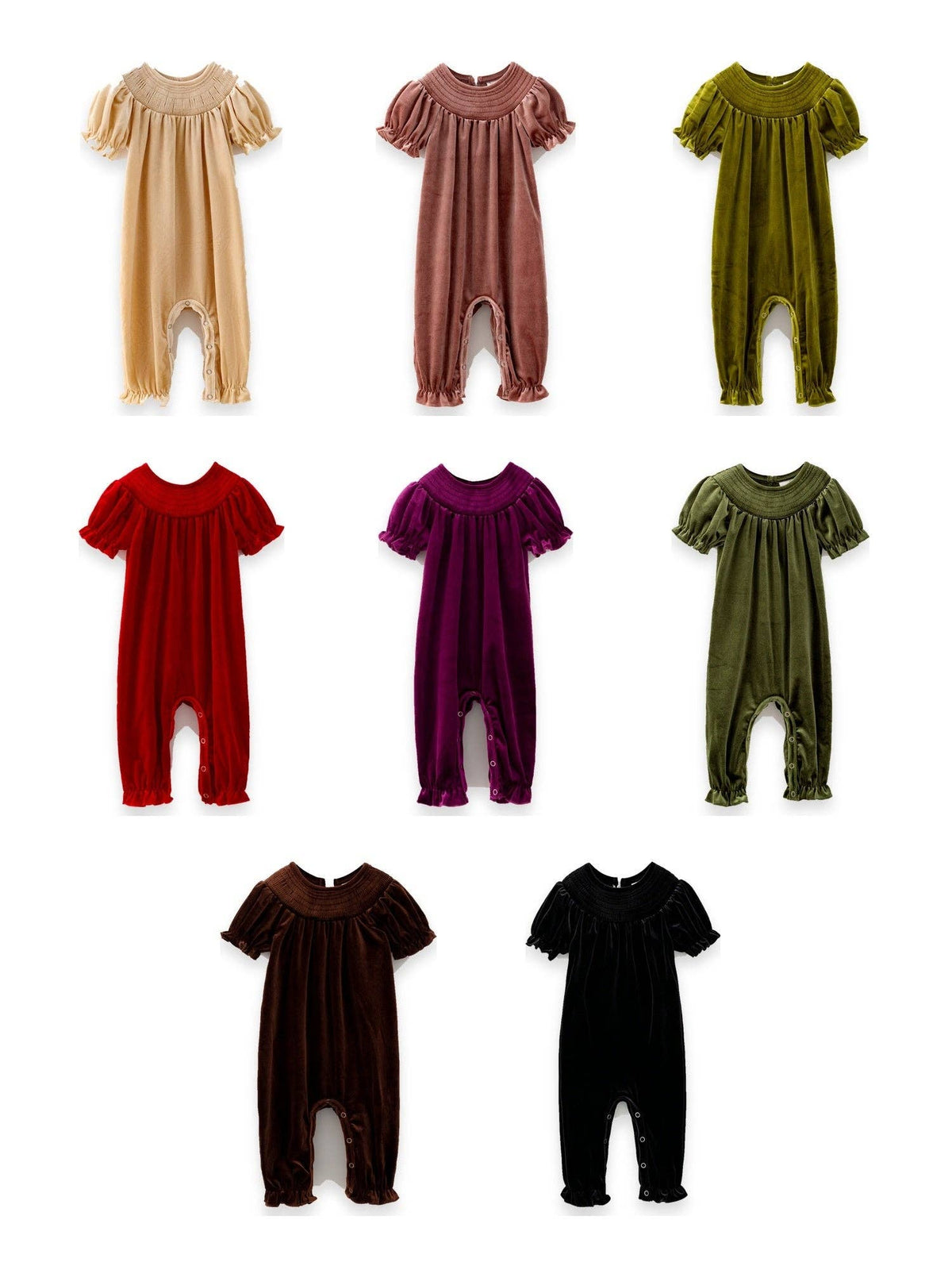 The Hair Bow Company - Classic Smocked Holiday Velvet Infant Rompers: Red / 6-12M