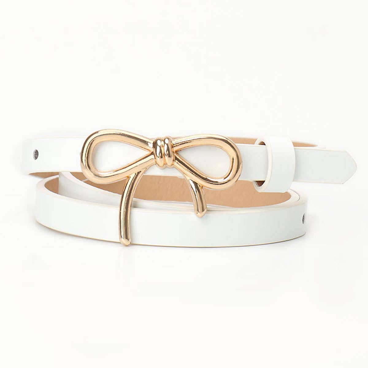 Lily Clothing - Bow-knot golden buckle versatile dress belt: WHITE / (OS) 1