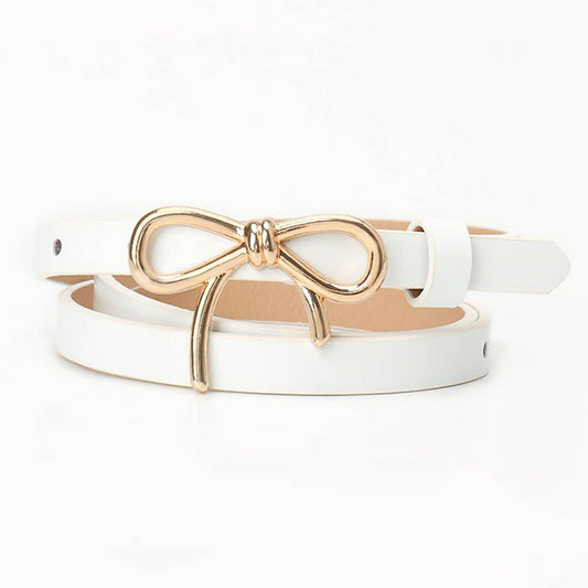 Lily Clothing - Bow-knot golden buckle versatile dress belt: WHITE / (OS) 1
