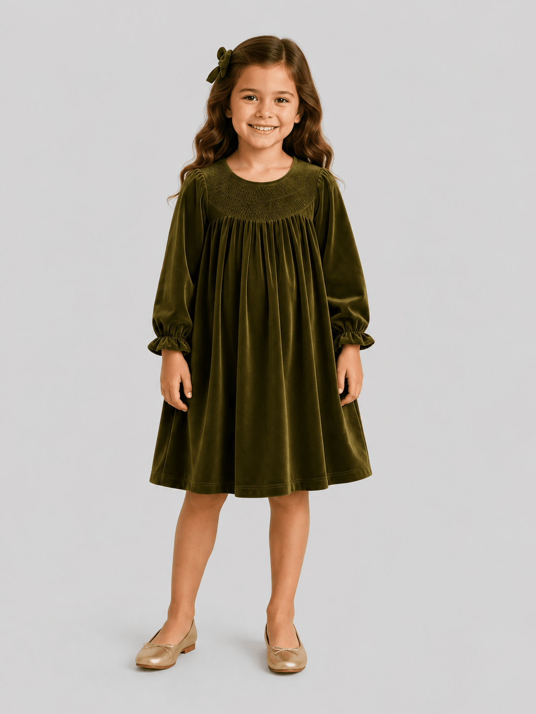 The Hair Bow Company - Classic Smocked Holiday Girls Velvet Dresses: Black / 2T