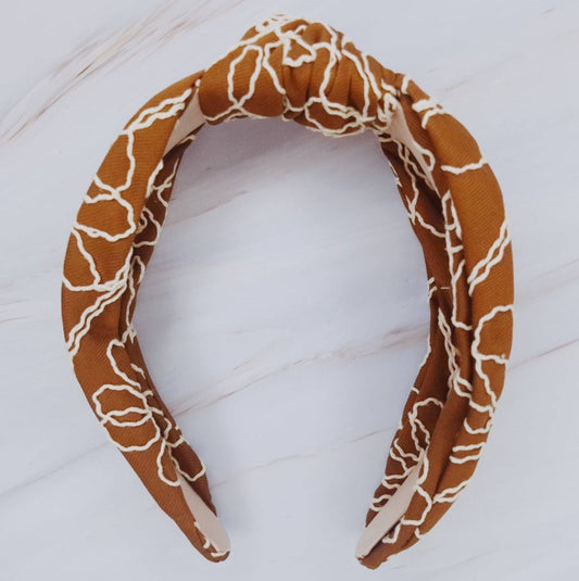 Artful Stitch Knotted Headband: Brown