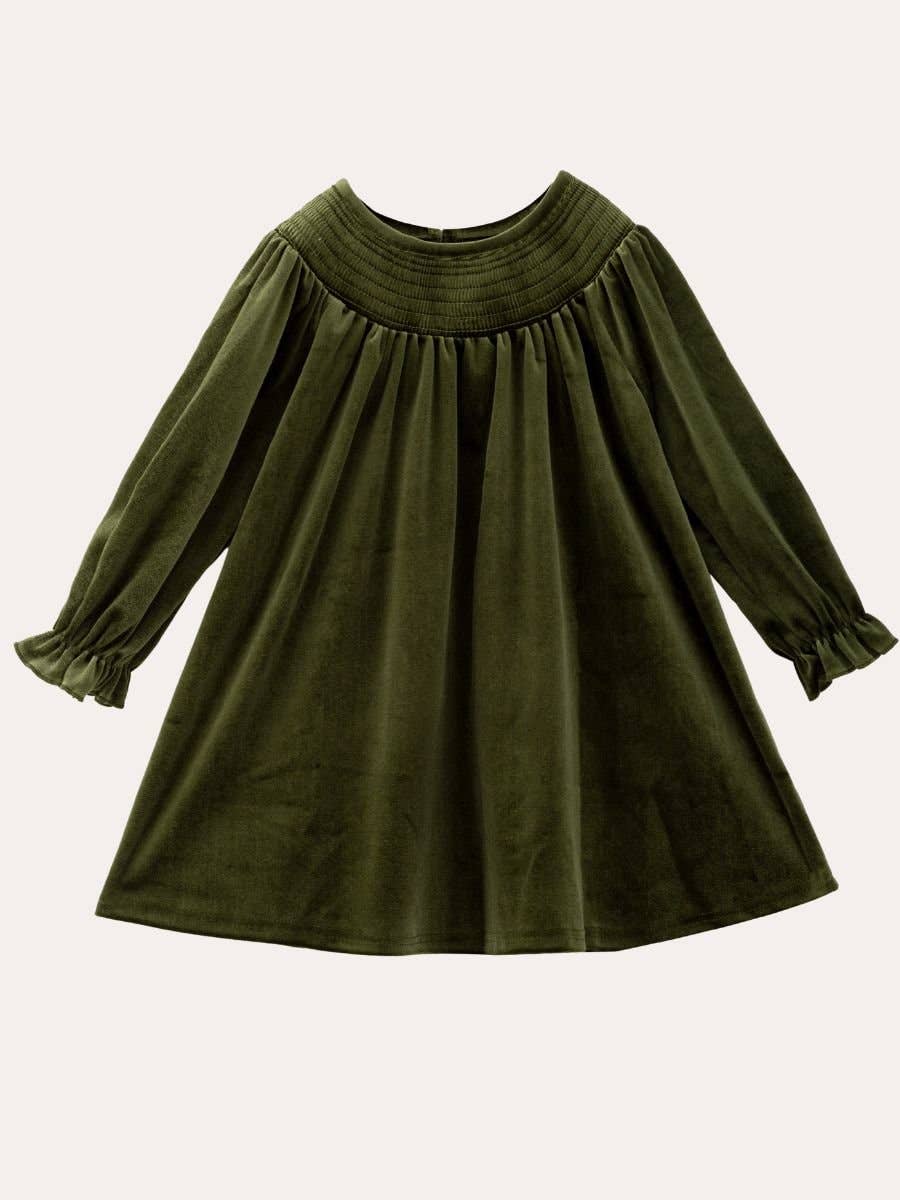 The Hair Bow Company - Classic Smocked Holiday Girls Velvet Dresses: Green / 7Y