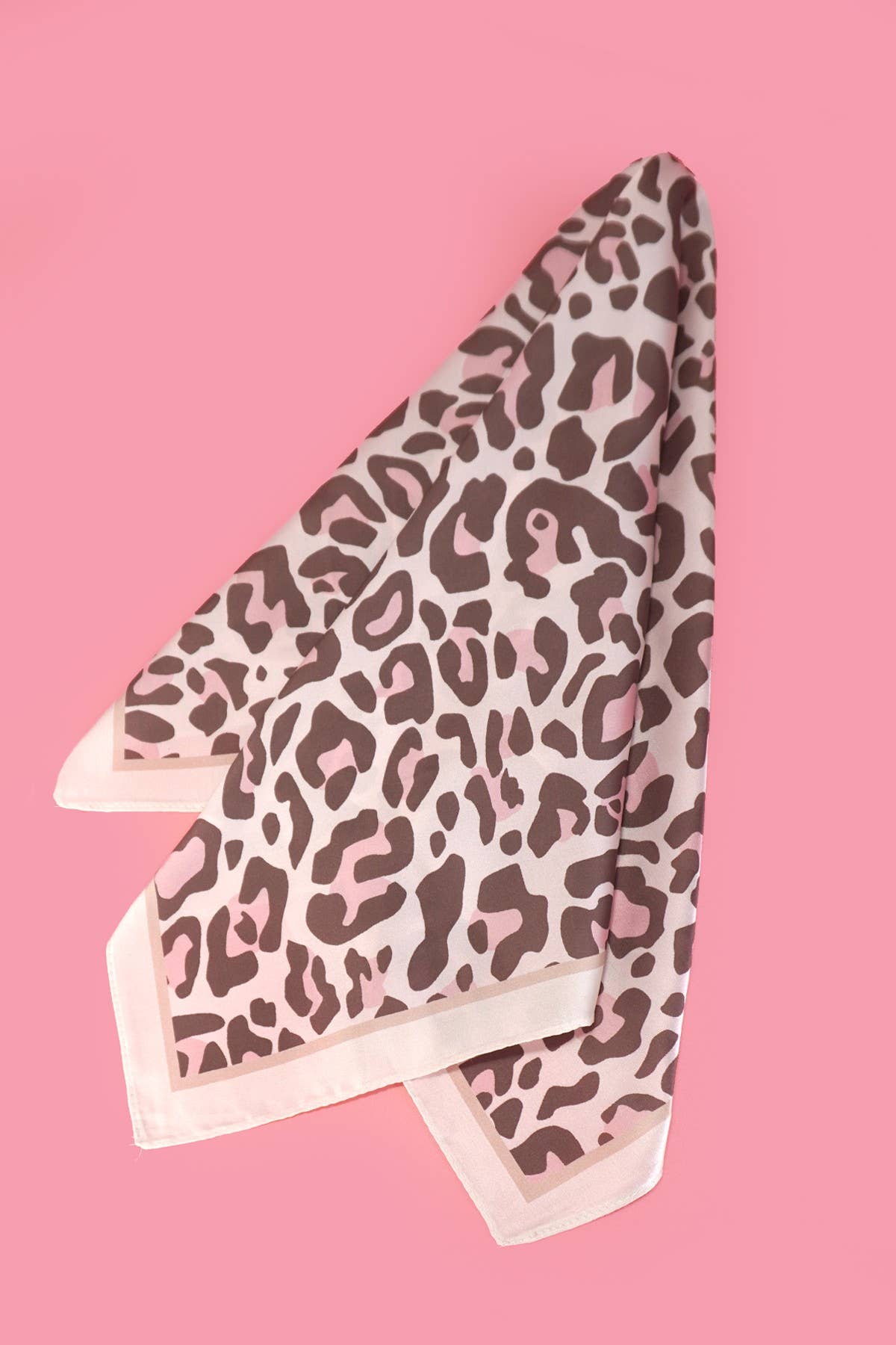 LEOPARD ANIMAL SILKY FEEL BANDANA SCARF Pink