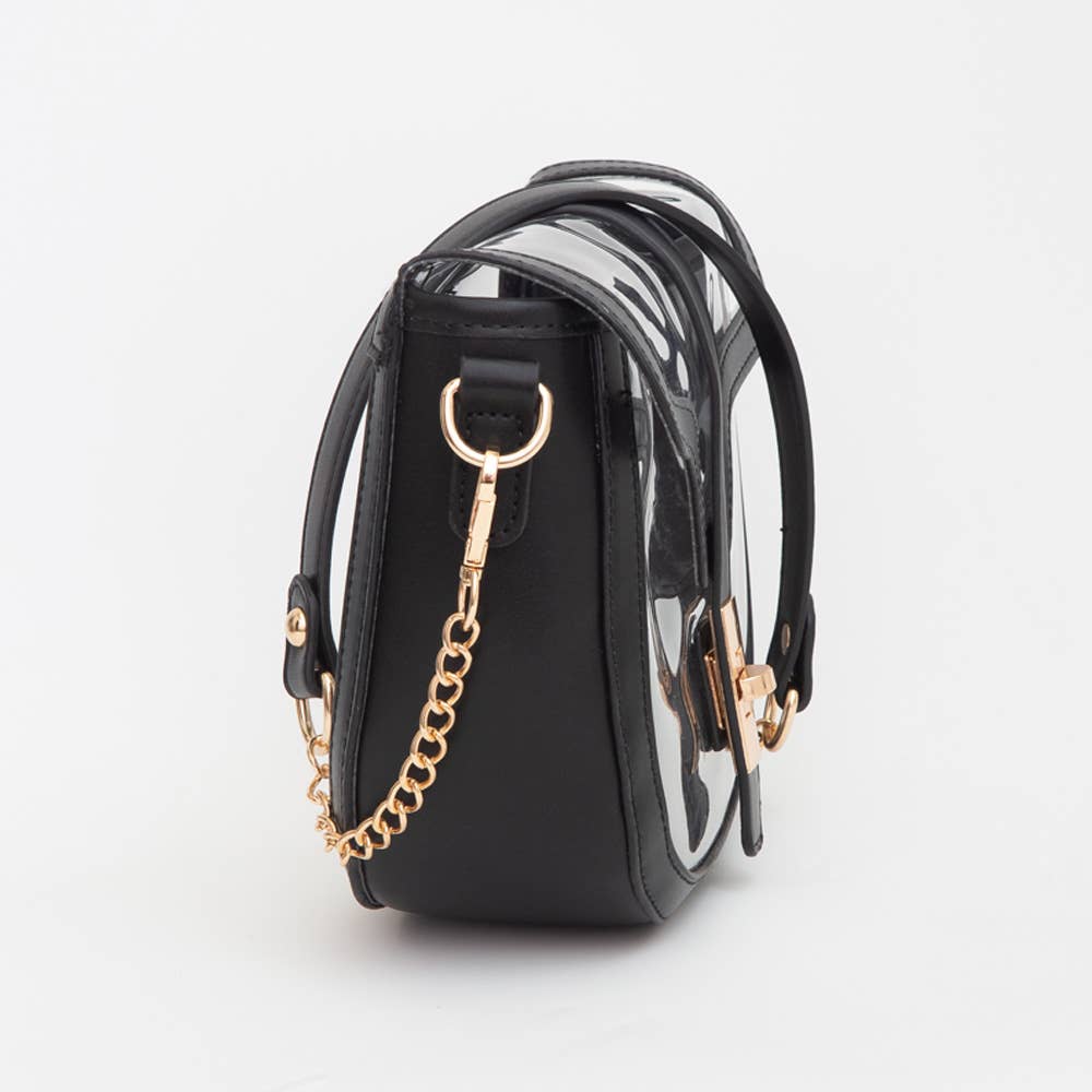 Clear Transparent Saddle Bag: Gold
