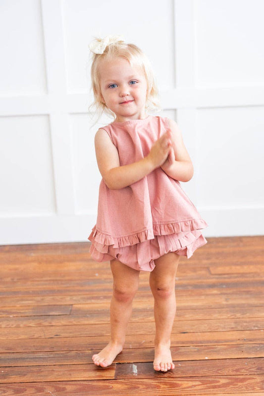 Yo Baby - Blush Top With Ruffle Detail & Diaper Cover Set : Infant : Baby: 12-18 month