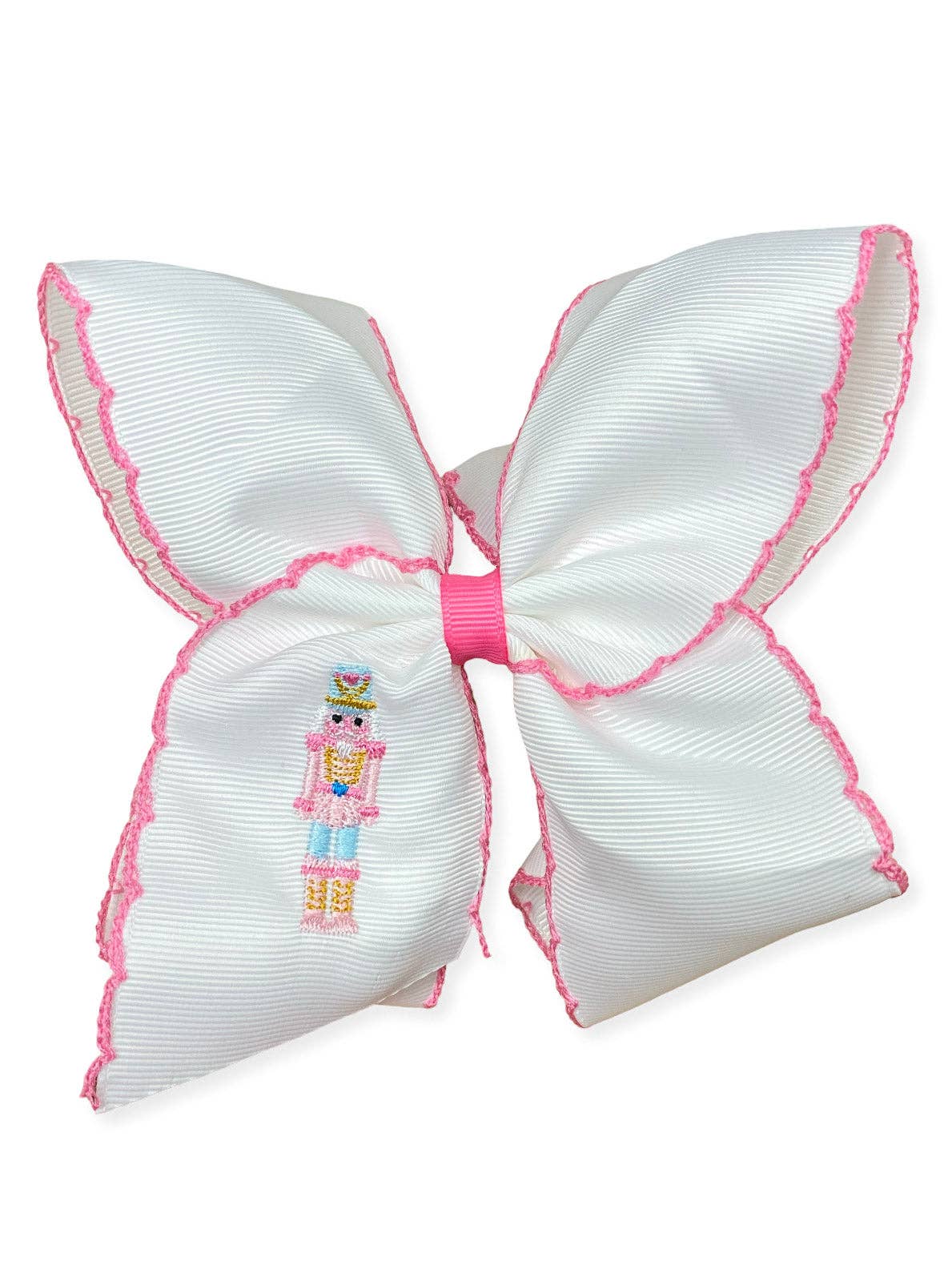 The Hair Bow Company - Pink Nutcracker Embroidered Moonstitch Hair Bow | Clip or Headband: Clip