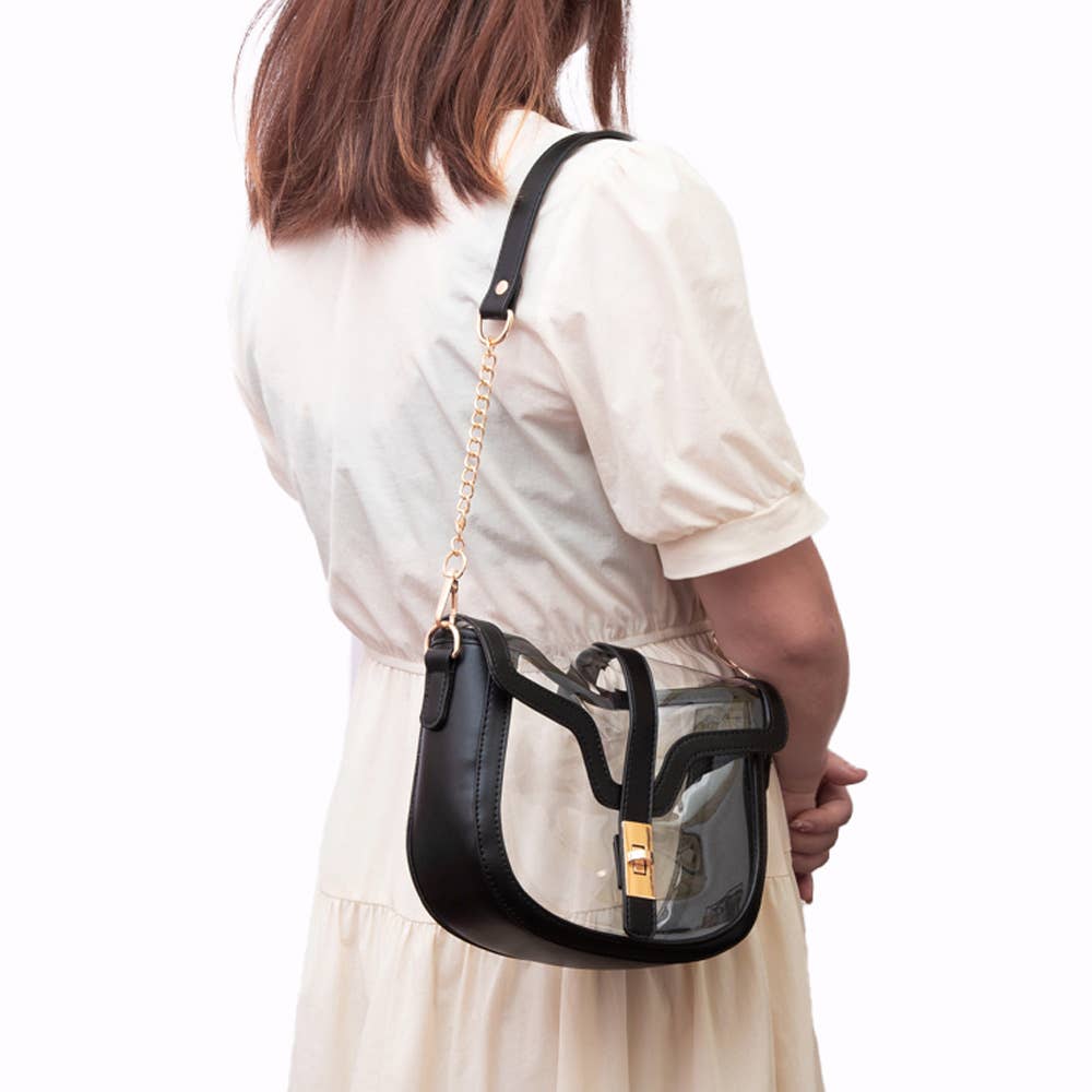 Clear Transparent Saddle Bag: Red