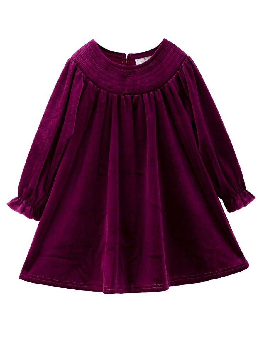 The Hair Bow Company - Classic Smocked Holiday Girls Velvet Dresses: Dusty Rose / 7Y