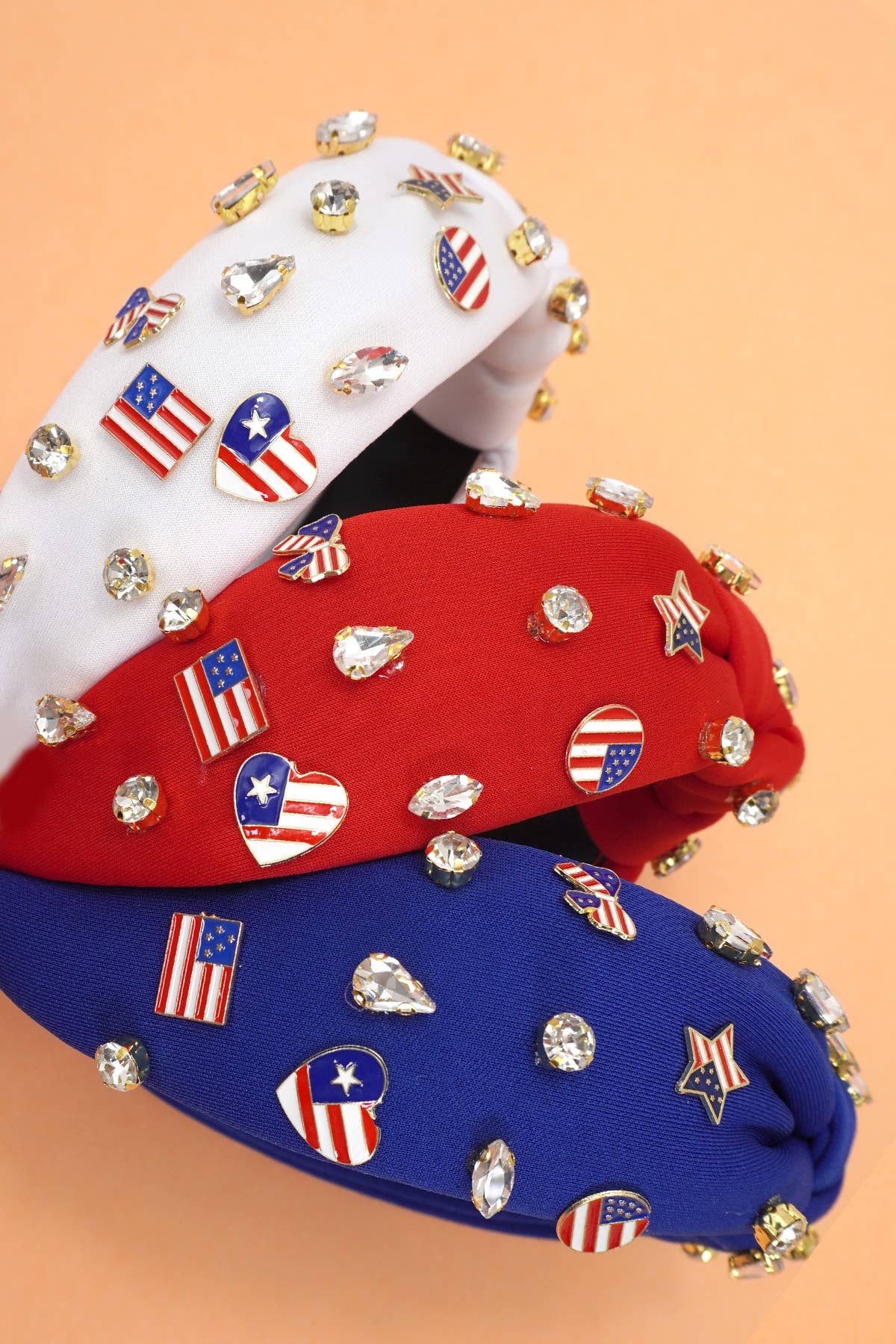 4TH OF JULY FLAG STAR RHINESTONE STUD HEADBAND Blue