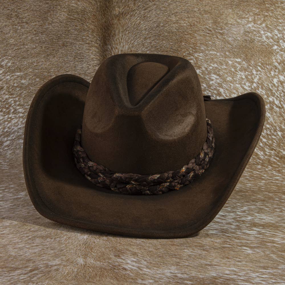 Braided Band Suede Cowboy Hat: KA
