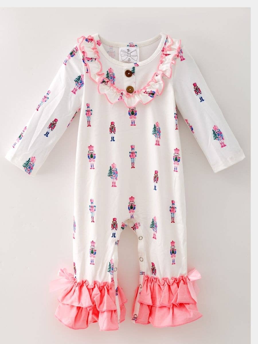 Pink Nutcracker Christmas Infant Romper: 12-18m