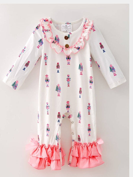 Pink Nutcracker Christmas Infant Romper: 12-18m