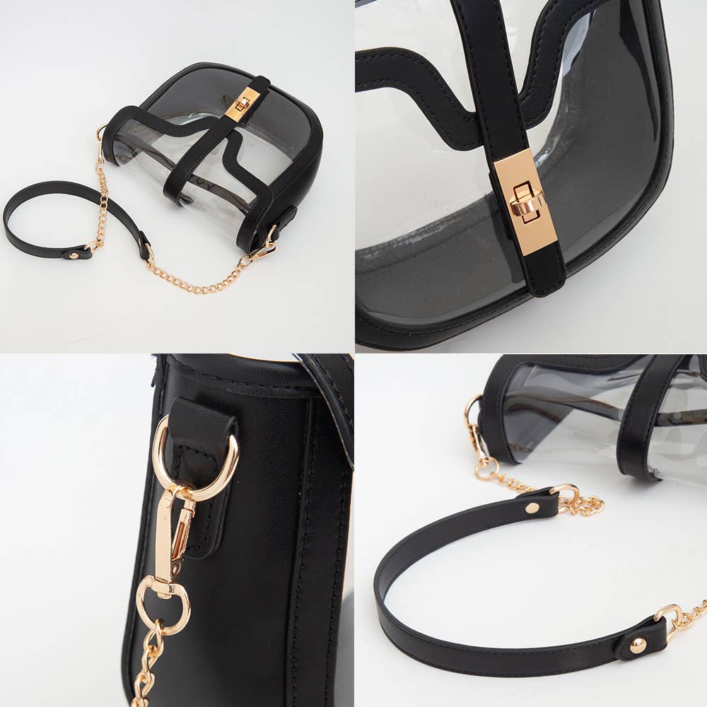 Clear Transparent Saddle Bag: Red