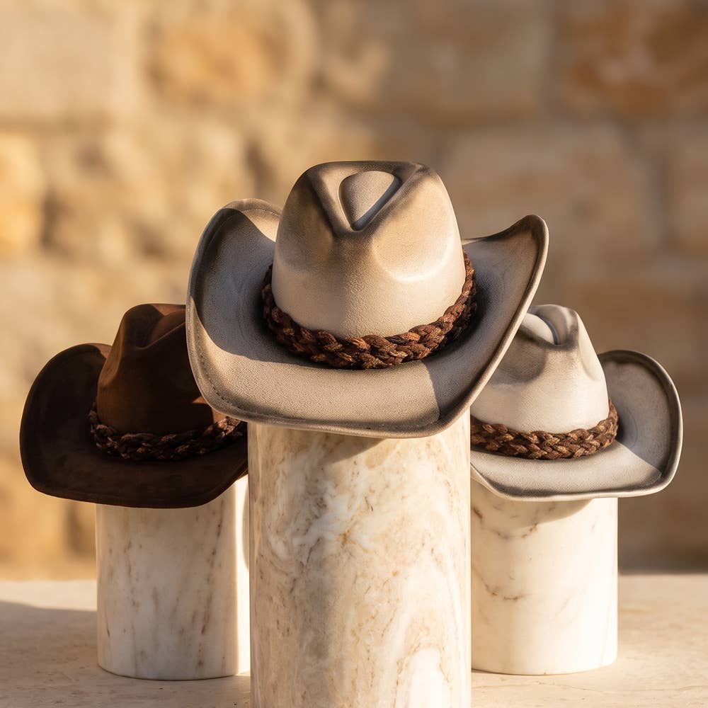 Braided Band Suede Cowboy Hat: KA
