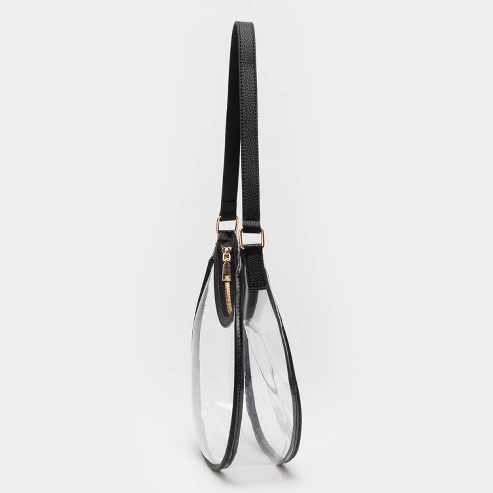 Transparent Shoulder Hobo Bag: White