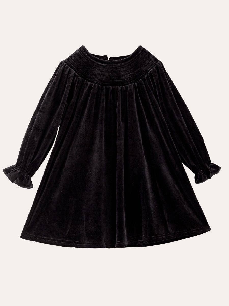 The Hair Bow Company - Classic Smocked Holiday Girls Velvet Dresses: Green / 7Y