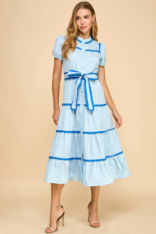 Serena Dress // Blue scallop & Tie