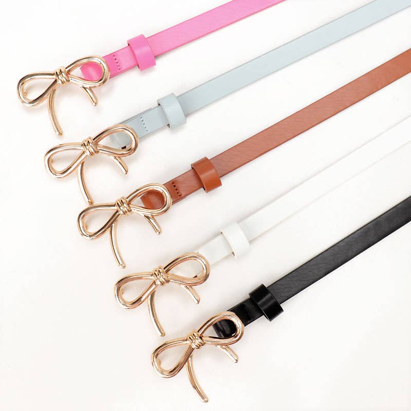 Lily Clothing - Bow-knot golden buckle versatile dress belt: LIGHTBLUE / (OS) 1