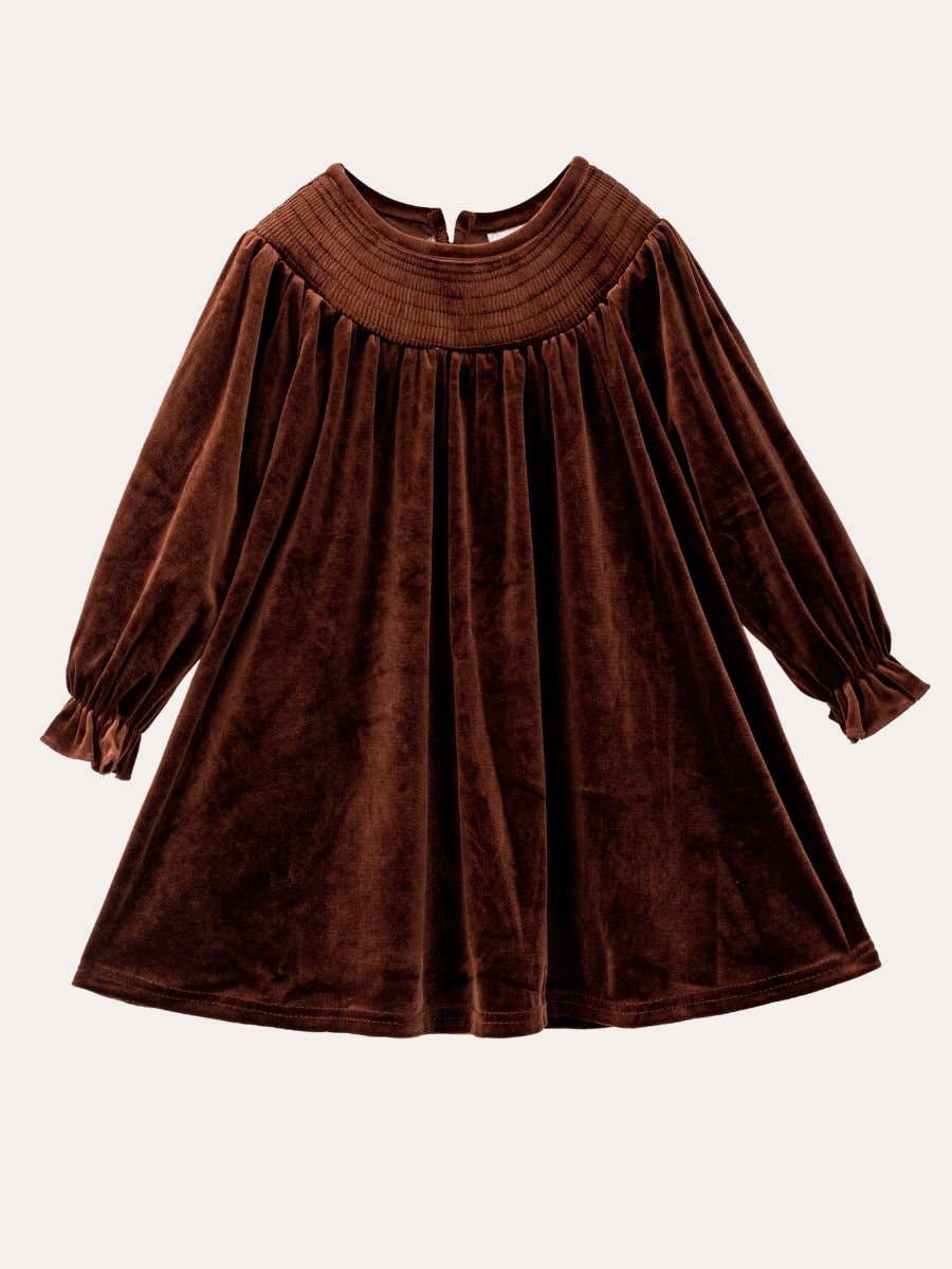 The Hair Bow Company - Classic Smocked Holiday Girls Velvet Dresses: Dusty Rose / 7Y