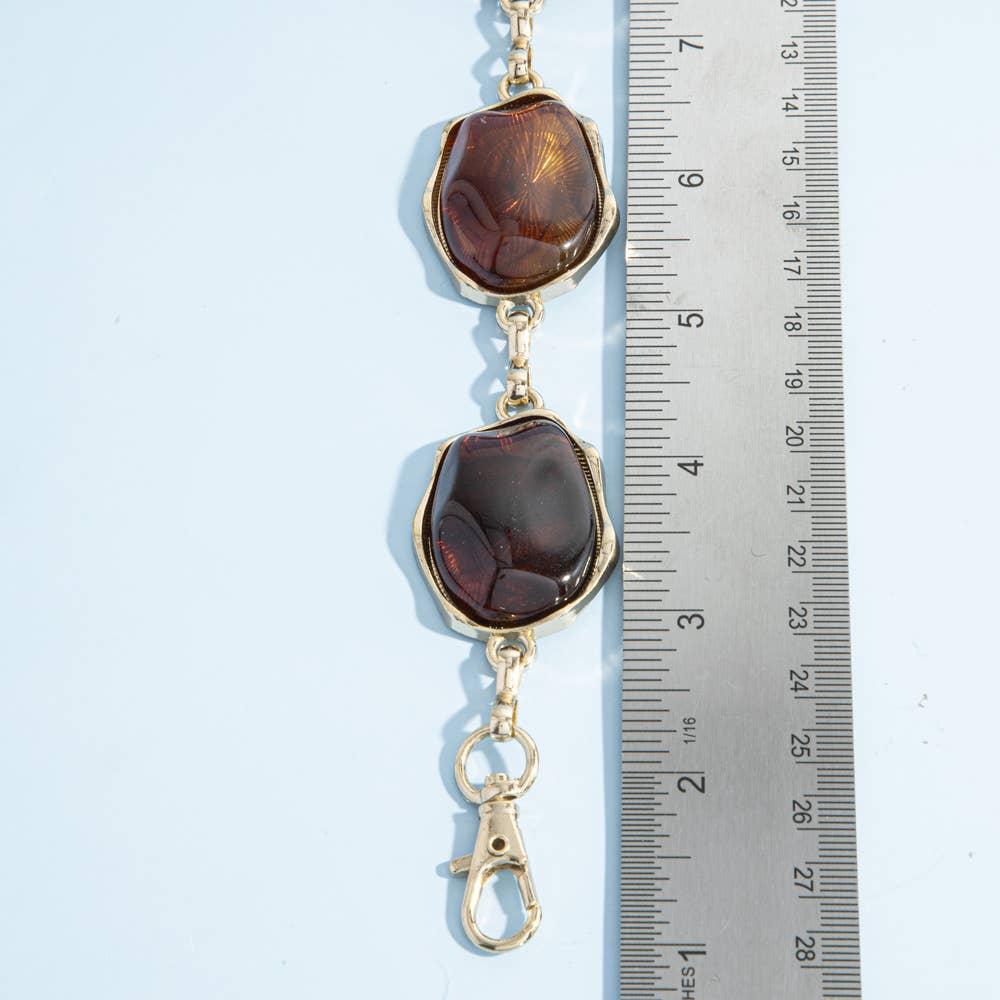 Tortoise Cabochon Gold Chain Belt: BROWN